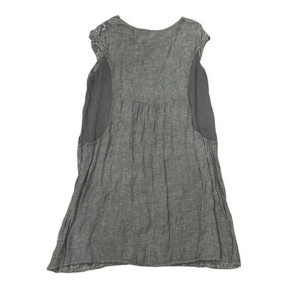 Lungo L’arno Gray 100% Linen Stitched Pattern Shift Dress 2X - Picture 2 of 5
